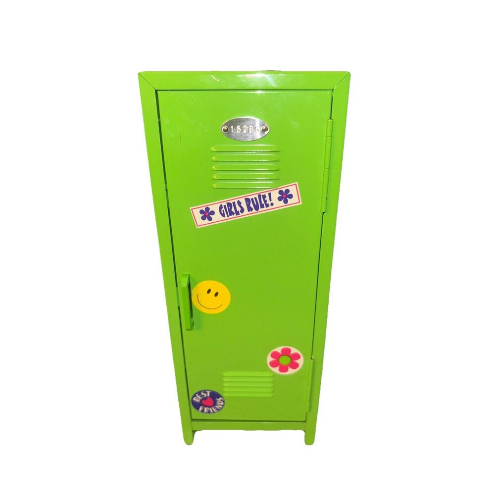 Novelty Doll Metal Locker Green 11” Keepsake Storage Container read